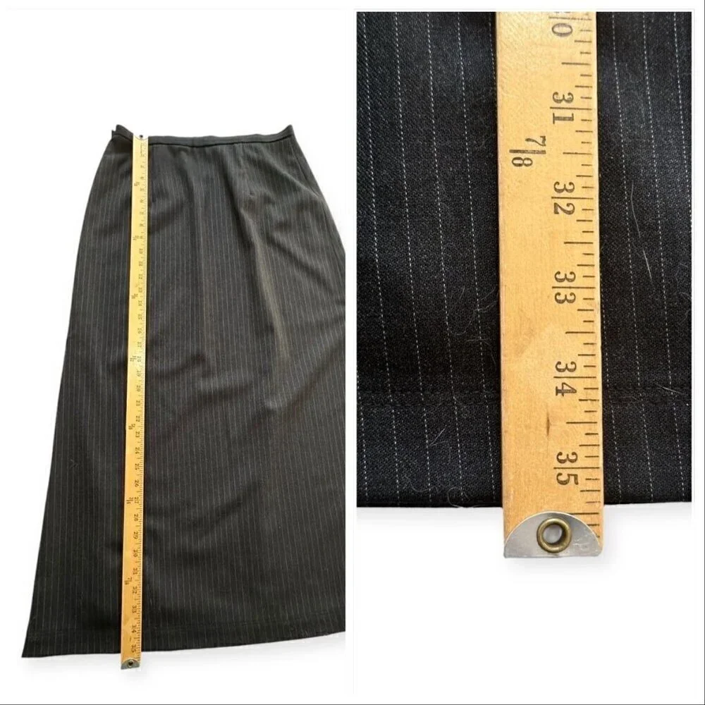 Philosophy‎ di Alberta Ferretti Maxi Pin Stripe Wool Skirt, Size US8